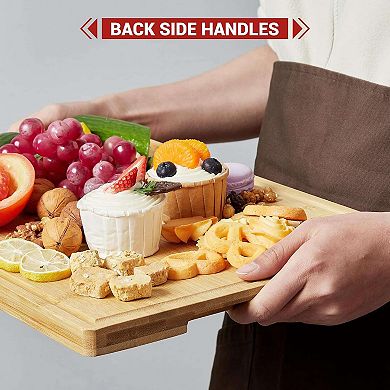 Bamboo Cutting Board Set of 3, Kitchen Cutting Board Set with Holder