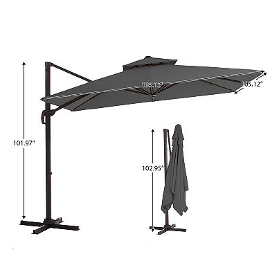 Serwall 9x9ft Rectangular Patio Cantilever Umbrella with Crank & Tilt Sold with Base