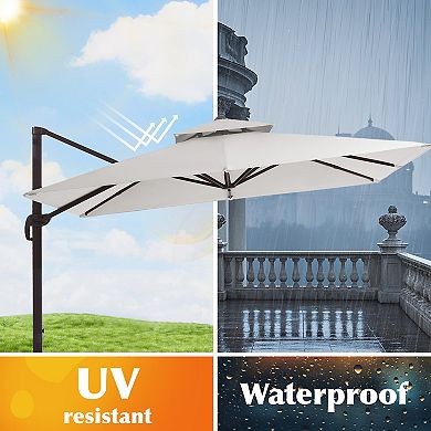 Serwall 9x9ft Rectangular Patio Cantilever Umbrella with Crank & Tilt Sold with Base