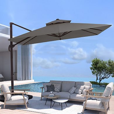 Serwall 9x9ft Rectangular Patio Cantilever Umbrella with Crank & Tilt Sold with Base