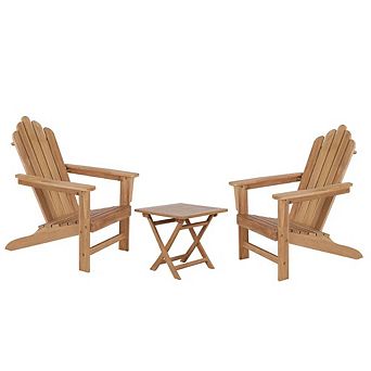 Teak Adirondack Chair Set with Table 3 pc