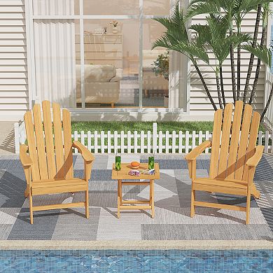 Teak Adirondack Chair Set with Table 3PCS