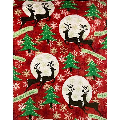 Kate Aurora Holiday Living Christmas Holiday Magical Reindeer Plush Accent Red Throw Blanket