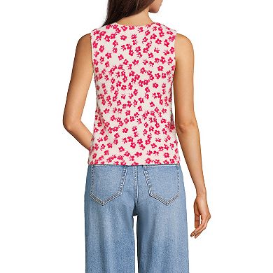 Women's Lands' End Fine Gauge Eyelash Printed Sleeveless Sweater