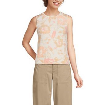Women's Lands' End Fine Gauge Eyelash Printed Sleeveless Sweater