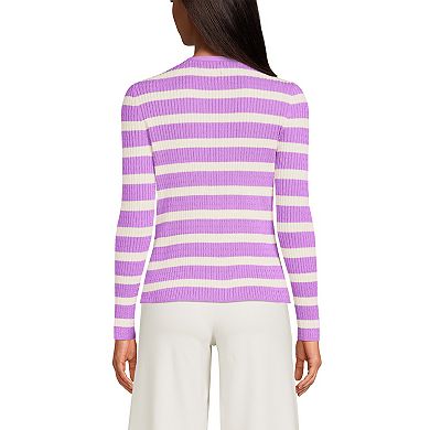 Women's Lands' End Baby Cable V-Neck Cardigan Sweater