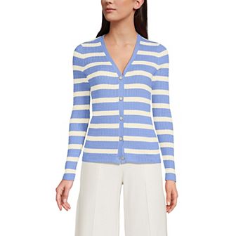 Women's Lands' End Baby Cable V-Neck Cardigan Sweater
