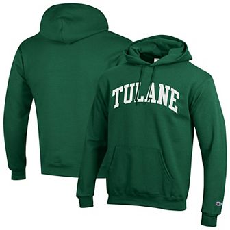 Men's Champion Green Tulane Green Wave Basic Arch Fleece Pullover Hoodie