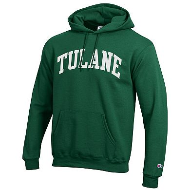 Men's Champion Green Tulane Green Wave Basic Arch Fleece Pullover Hoodie