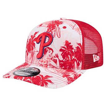 Men's New Era Red Philadelphia Phillies Hula Trucker 9SEVENTY Adjustable Hat
