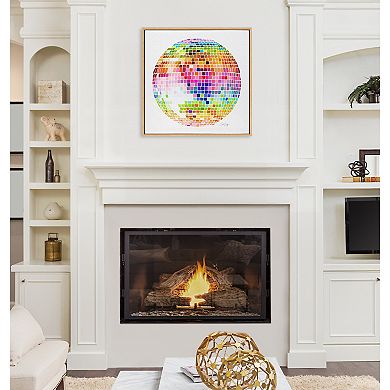 Sylvie Rainbow Disco Ball Framed Canvas by Cat Coquillette