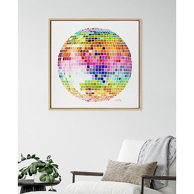 Sylvie Rainbow Disco Ball Framed Canvas by Cat Coquillette