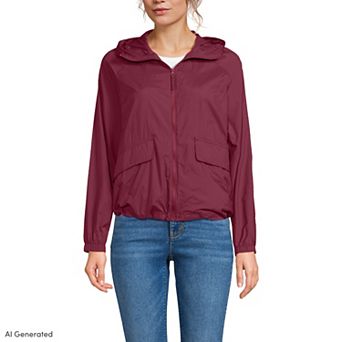 Women's Lands' End Packable Hooded Windbreaker Jacket