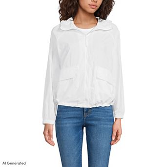 Women's Lands' End Packable Hooded Windbreaker Jacket