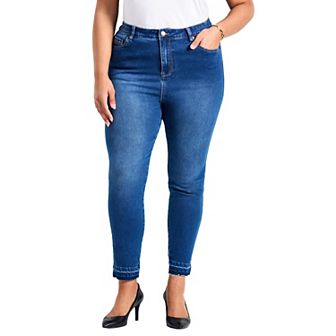 Avenue Women's Plus Size Butter Skinny Frayed Hem Jean