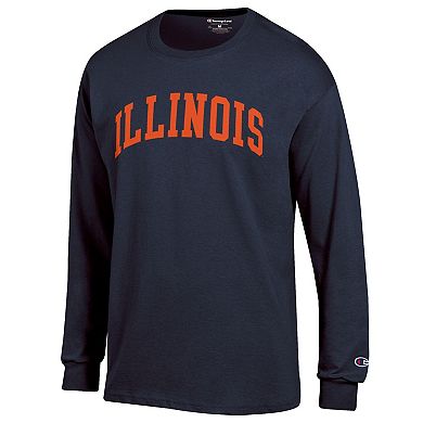 Men's Champion Navy Illinois Fighting Illini Basic Arch Long Sleeve T-Shirt