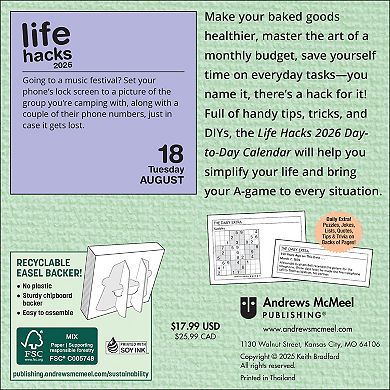 Andrews & McMeel Life Hacks 2026 Day-to-Day Calendar