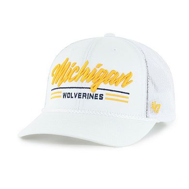 Men's '47 White Michigan Wolverines Garner Rope Trucker Adjustable Hat
