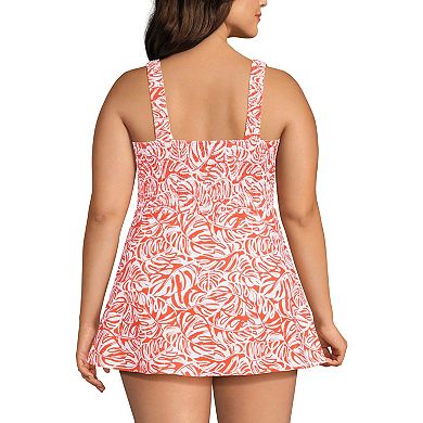 Plus Size Lands' End Smocked One-Piece Swim Dress