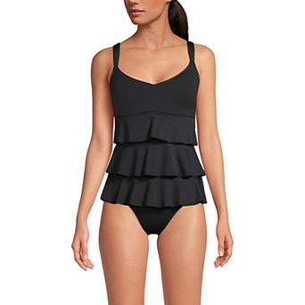 Women's Lands' End Long Torso Ruffle Fauxkini One-Piece Swimsuit