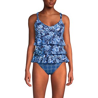 Women's Lands' End Long Torso Ruffle Fauxkini One-Piece Swimsuit