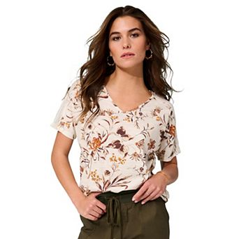 Roaman's Women's Plus Size Lace Trimmed Textured Tee