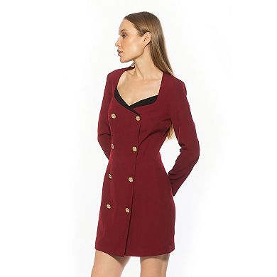 Women's ALEXIA ADMOR Contrast Trim Long Sleeve Blazer Dress