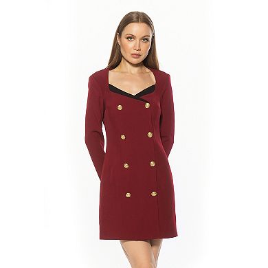 Women's ALEXIA ADMOR Contrast Trim Long Sleeve Blazer Dress