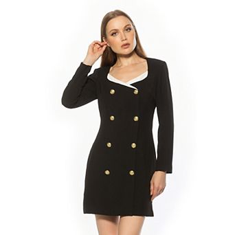 Women's ALEXIA ADMOR Zuri Contrast Trim Long Sleeve Blazer Dress
