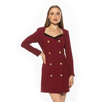 Women's ALEXIA ADMOR Zuri Contrast Trim Long Sleeve Blazer Dress