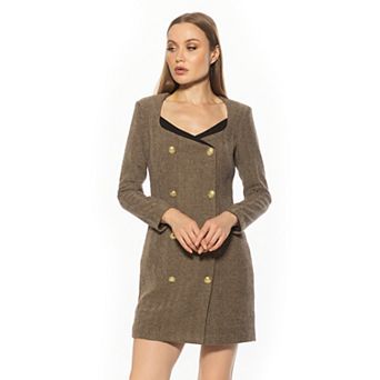 Women's ALEXIA ADMOR Long Sleeve Blazer Dress With Contrast Trim