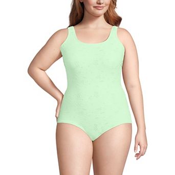 Plus Size Lands' End Tugless Low Leg Lace One-Piece Swimsuit