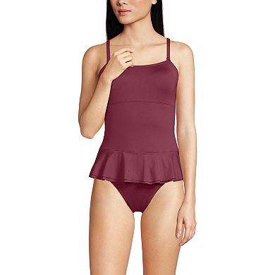 Women's Lands' End Sculpting Suit Ruffle Bandeau One-Piece Swimsuit
