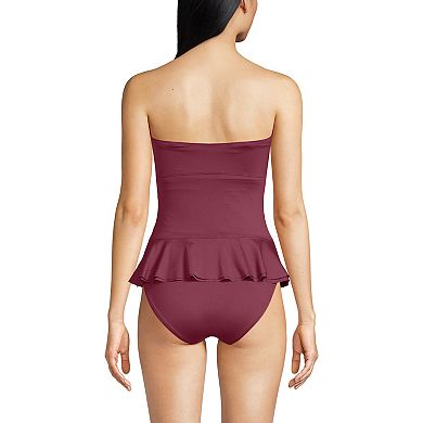 Women's Lands' End Sculpting Suit Ruffle Bandeau One-Piece Swimsuit