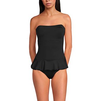 Women's Lands' End Sculpting Suit Ruffle Bandeau One-Piece Swimsuit