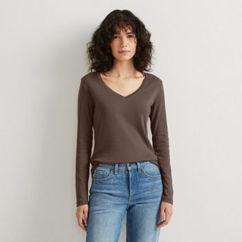 Women's Eddie Bauer Long Sleeve Favorite V-Neck Tee