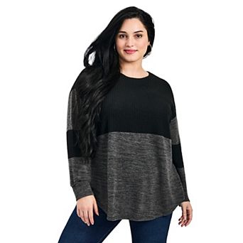 Avenue Women's Plus Size Leisure Splice Hacci Top