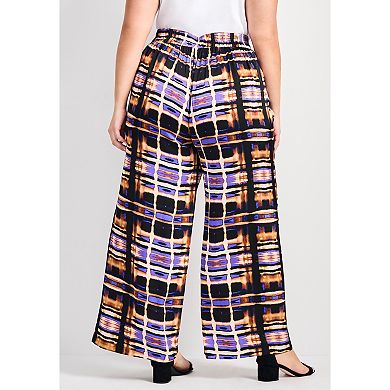 Avenue Women's Plus Size Goldi Wide Leg Satin Pant