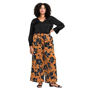 Avenue Women's Plus Size Goldi Wide Leg Satin Pant