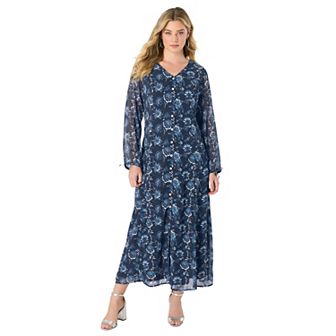 Roaman's Women's Plus Size Boho Maxi Dress