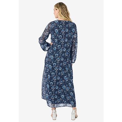 Roaman's Women's Plus Size Boho Maxi Dress