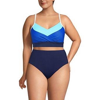 Plus Size Lands' End Slender Suit Pleated Swim Top