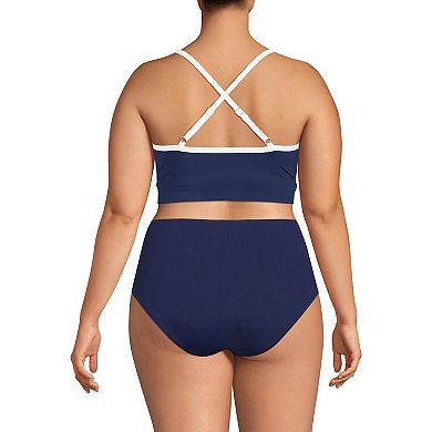 Plus Size Lands' End Slender Suit Pleated Swim Top
