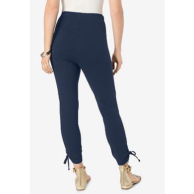 Roaman's Women's Plus Size Lace-Up Capri Leggings