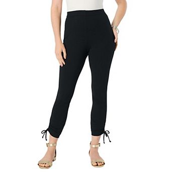 Roaman's Women's Plus Size Side Tie Ruched Capri