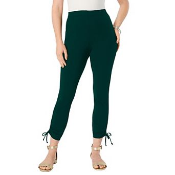 Roaman's Women's Plus Size Side Tie Ruched Capri