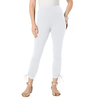 Roaman's Women's Plus Size Lace-Up Capri Leggings