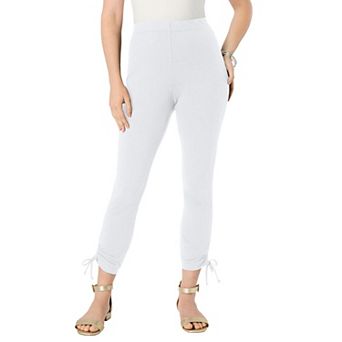 Roaman's Women's Plus Size Side Tie Ruched Capri