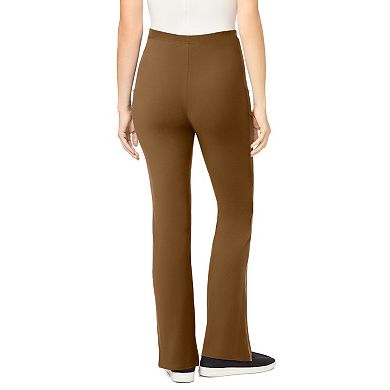 Woman Within Plus Size Tall Stretch-Cotton Knit Pull-On Bootcut Pocket Leggings