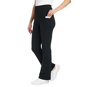 Woman Within Plus Size Tall Stretch-Cotton Knit Pull-On Bootcut Pocket Leggings